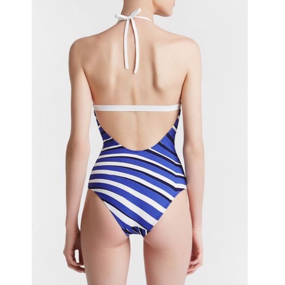 NWT La Perla Striped High Neck One Piece Swimsuit Size 6 (B cup) - Picture 3 of 14